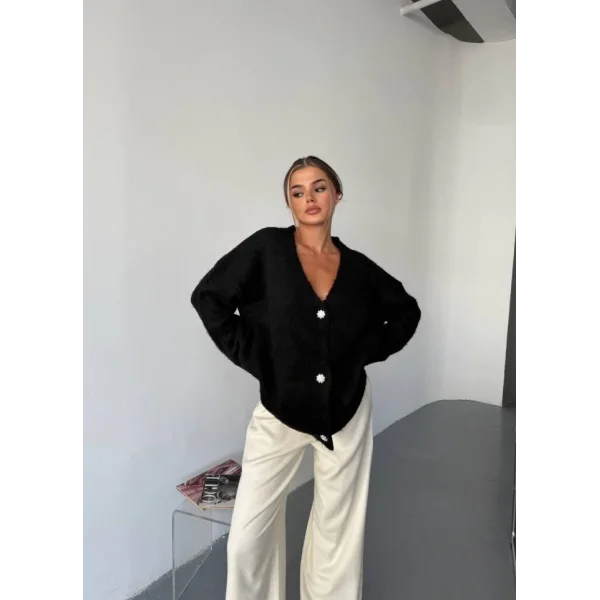 Kadın şardonlu Uzun Triko Hırka