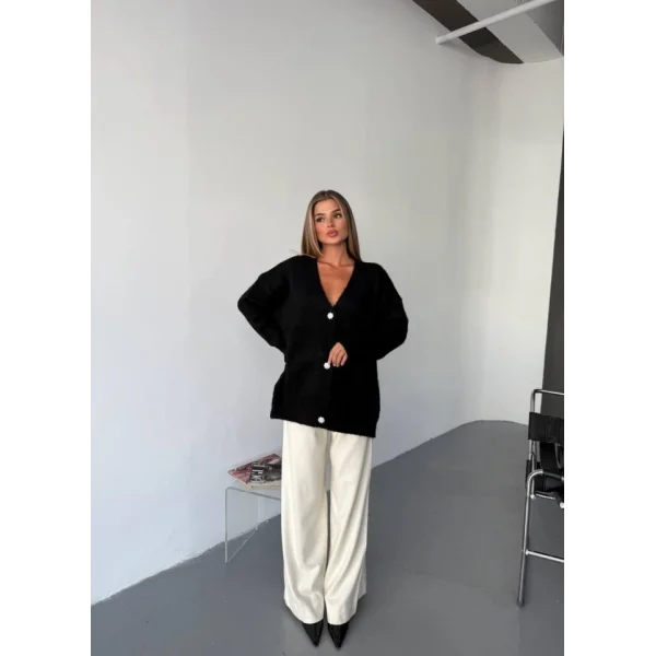 Kadın şardonlu Uzun Triko Hırka