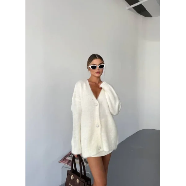 Kadın şardonlu Uzun Triko Hırka