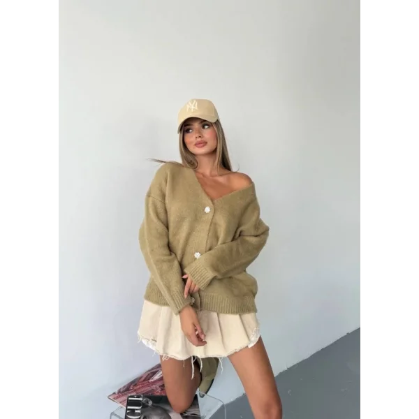 Kadın şardonlu Uzun Triko Hırka