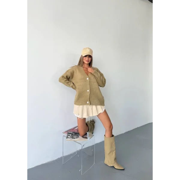 Kadın şardonlu Uzun Triko Hırka