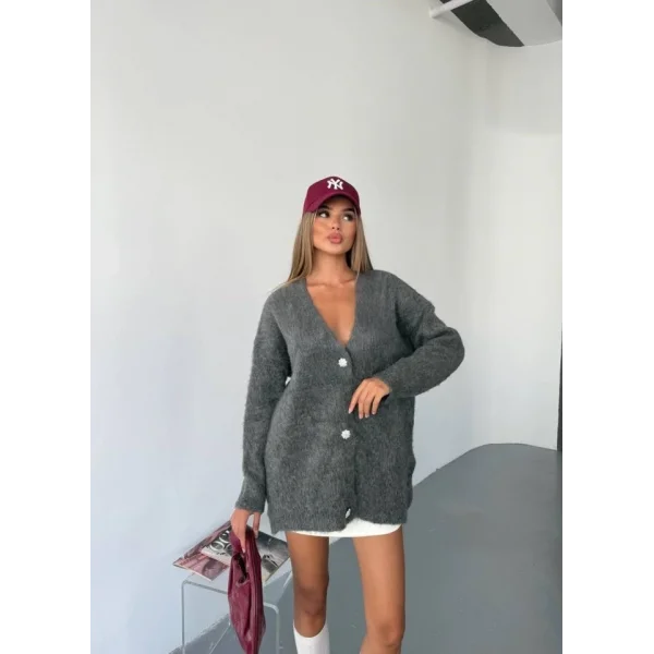 Kadın şardonlu Uzun Triko Hırka