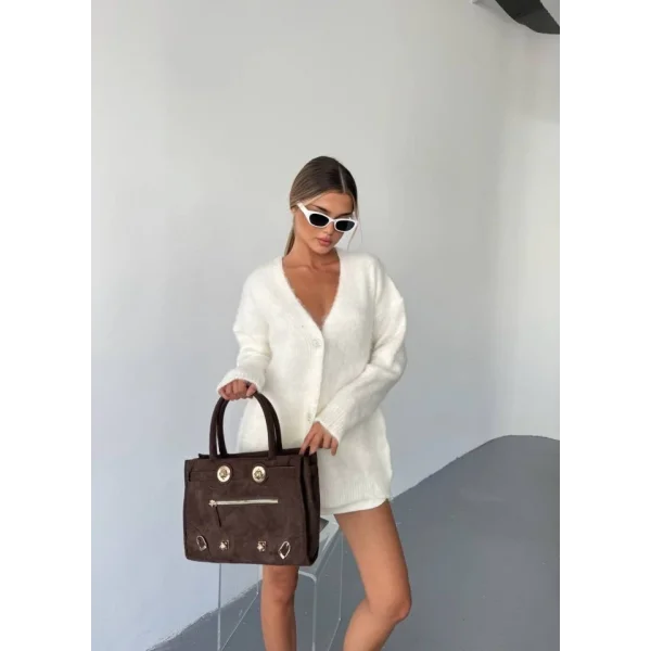 Kadın şardonlu Uzun Triko Hırka