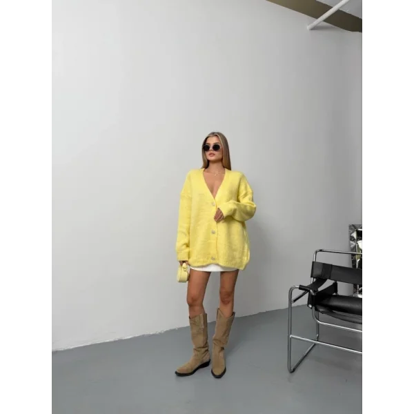 Kadın şardonlu Uzun Triko Hırka