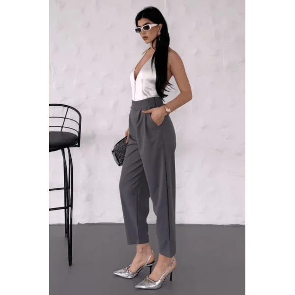 Kadın Scuba Krep Likralı Yan Fermuarlı Lastikli Harem Pantolon