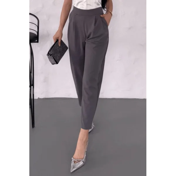 Kadın Scuba Krep Likralı Yan Fermuarlı Lastikli Harem Pantolon