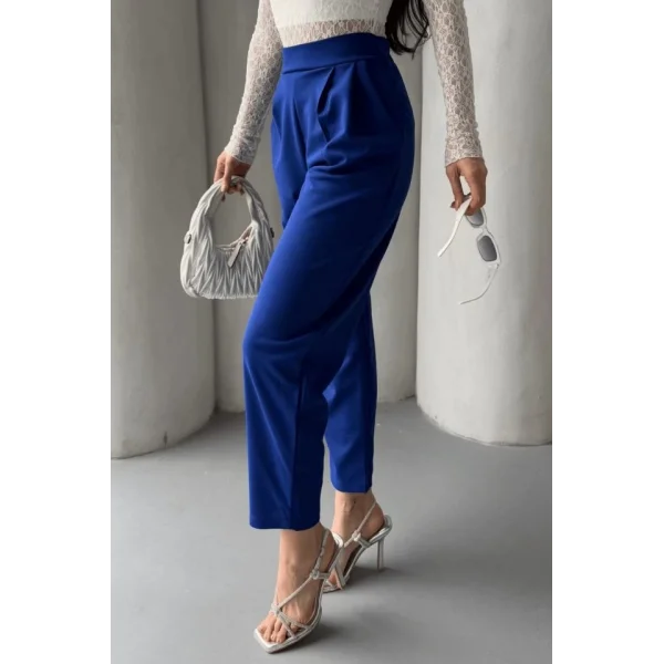 Kadın Scuba Krep Likralı Yan Fermuarlı Lastikli Harem Pantolon