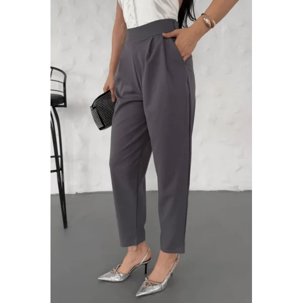 Kadın Scuba Krep Likralı Yan Fermuarlı Lastikli Harem Pantolon