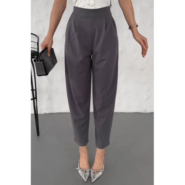 Kadın Scuba Krep Likralı Yan Fermuarlı Lastikli Harem Pantolon