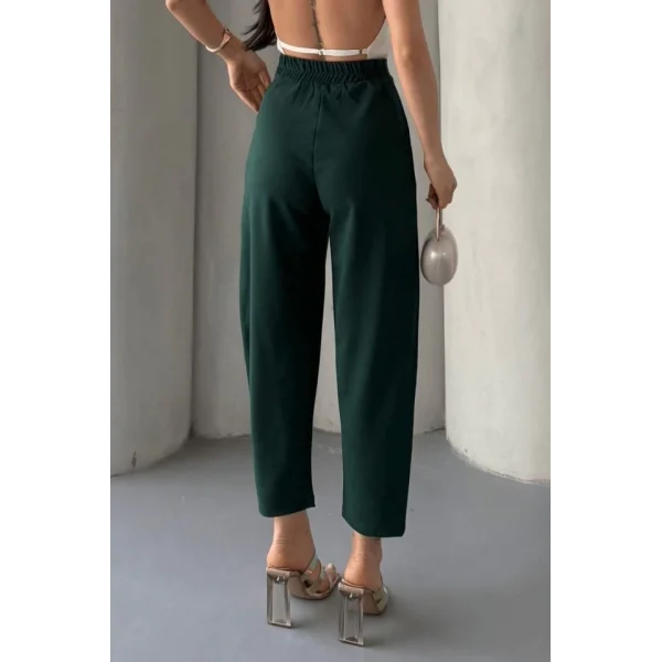 Kadın Scuba Krep Likralı Yan Fermuarlı Lastikli Harem Pantolon