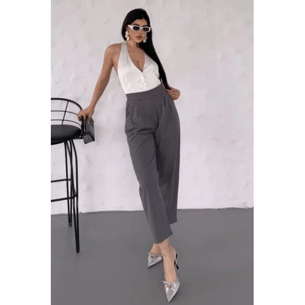 Kadın Scuba Krep Likralı Yan Fermuarlı Lastikli Harem Pantolon