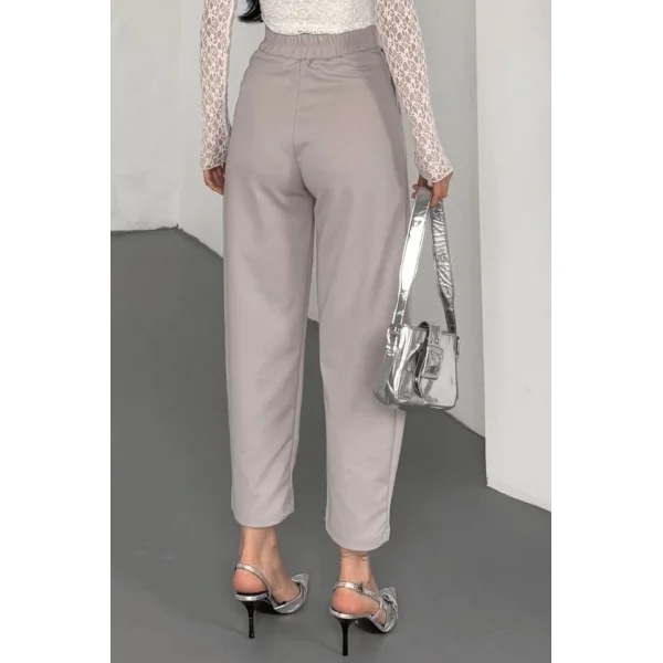 Kadın Scuba Krep Likralı Yan Fermuarlı Lastikli Harem Pantolon