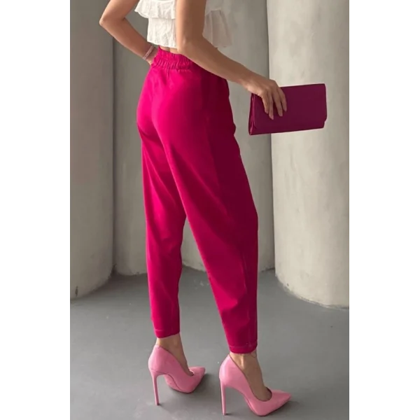 Kadın Scuba Krep Likralı Yan Fermuarlı Lastikli Harem Pantolon