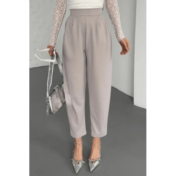 Kadın Scuba Krep Likralı Yan Fermuarlı Lastikli Harem Pantolon