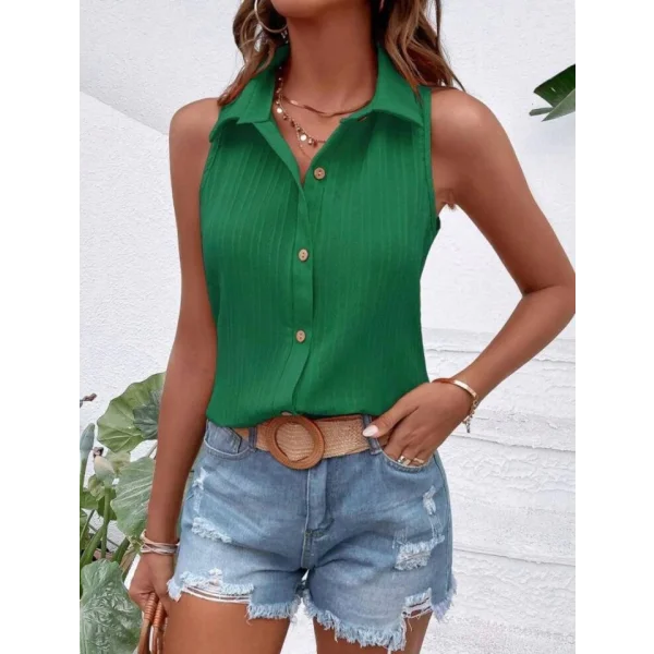 Kadın Sıfır Kol Pamela Kumaş Gömlek