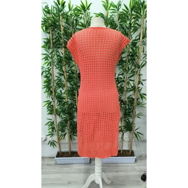 Kadın Sıfır Kol V Yaka Yanı Derin Yırtmaçlı Midi Boy Triko Elbise