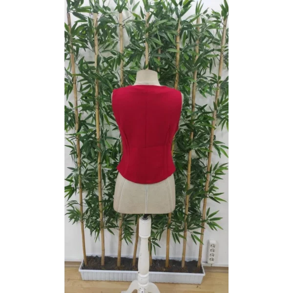 Kadın Sıfır Kol V Yakalı önden Düğmeli Atlas Yelek