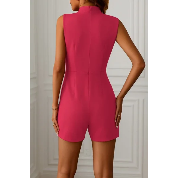 Kadın Sıfır Kol Yarı Balıkçı Yaka önden çapraz Detaylı Ithal Krep Tulum