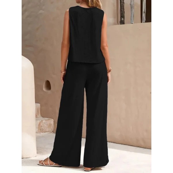 Kadın Sıfır Kollu Bisiklet Yaka Aerobin Bluz Ve Pantolon Ikili Takım