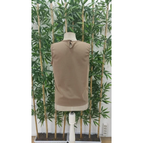 Kadın Sıfır Kollu Bisiklet Yaka önden Pileli Ithal Krep Bluz