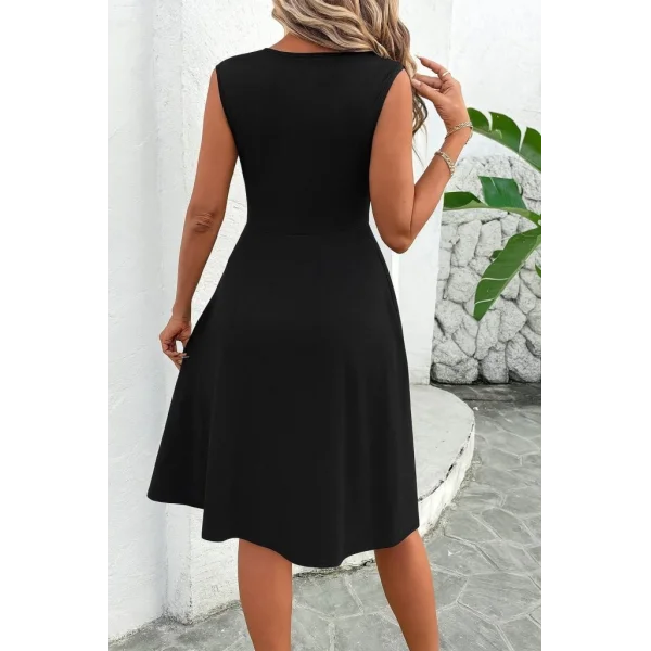 Kadın Sıfır Kollu önden çapraz Detaylı Leopar Desenli Süprem Elbise