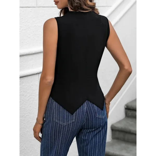 Kadın Sıfır Kollu V Yakalı önden Düğmeli Atlas Yelek