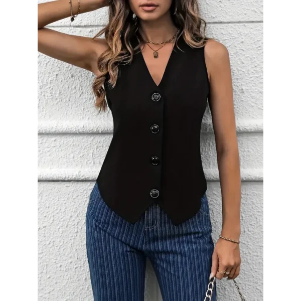 Kadın Sıfır Kollu V Yakalı önden Düğmeli Atlas Yelek
