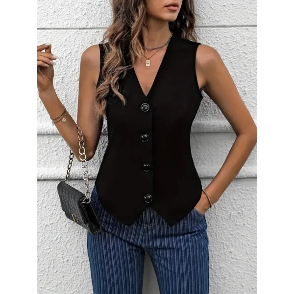 Kadın Sıfır Kollu V Yakalı önden Düğmeli Atlas Yelek