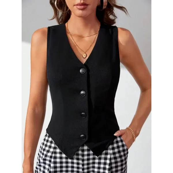 Kadın Sıfır Kollu V Yakalı önden Düğmeli Atlas Yelek