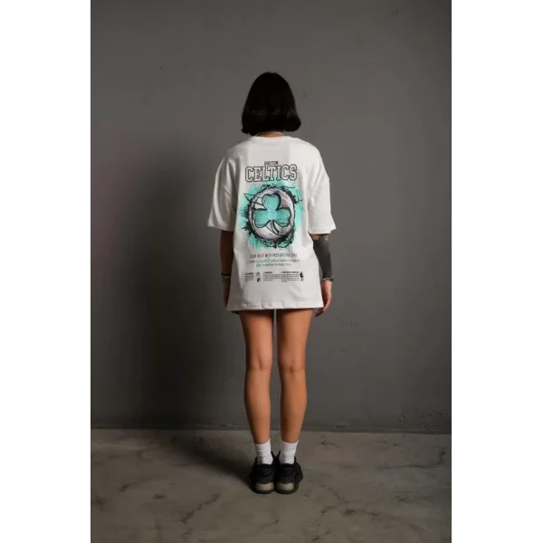 Kadın Sırt Baskılı T-shirt - Beyaz