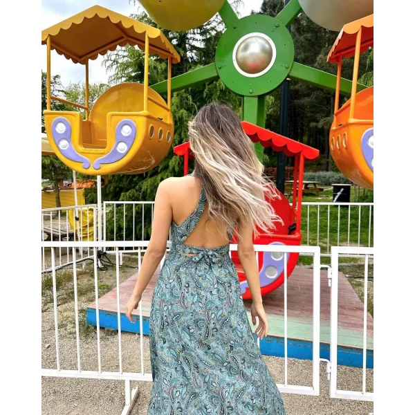 Kadın Sırt Dekolteli Maxi Boy Yırtmaçlı Efsane Elbise