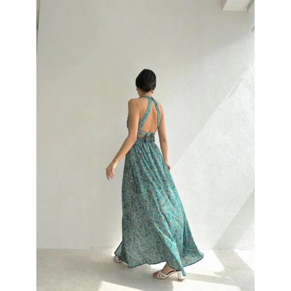 Kadın Sırt Dekolteli Maxi Boy Yırtmaçlı Efsane Elbise