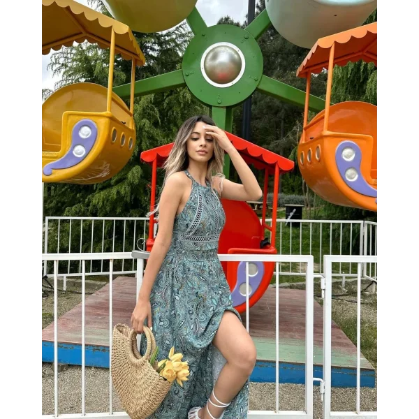 Kadın Sırt Dekolteli Maxi Boy Yırtmaçlı Efsane Elbise