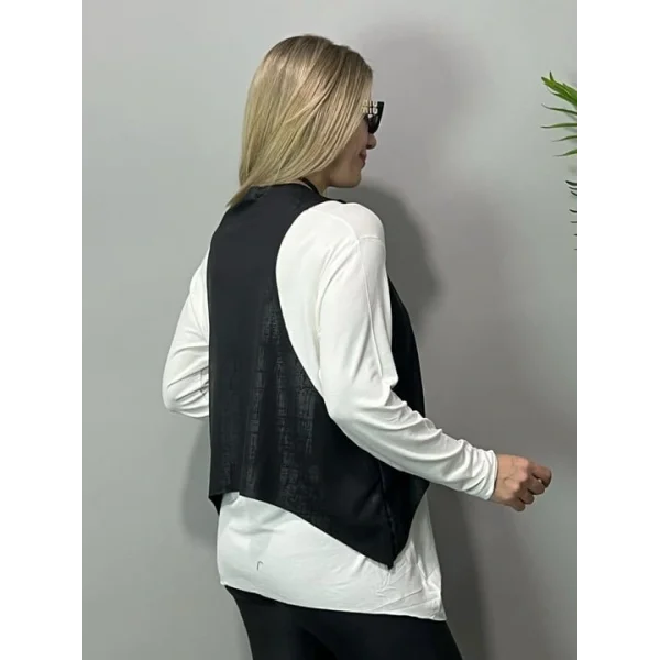 Kadın Siyah Deri Yelekli Kolye Dahil üçlü Takım