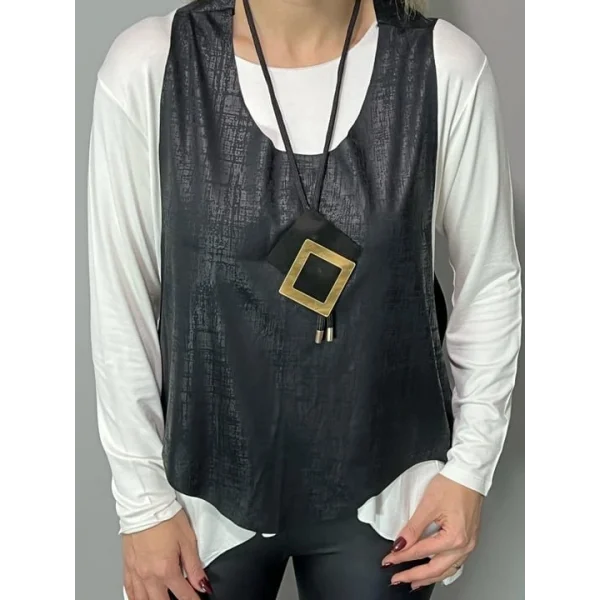 Kadın Siyah Deri Yelekli Kolye Dahil üçlü Takım