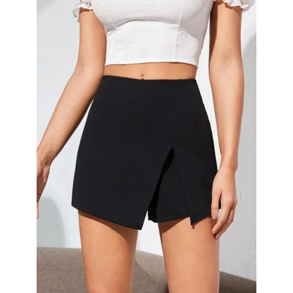 Kadın Siyah Krep Kumaş Mini Etek