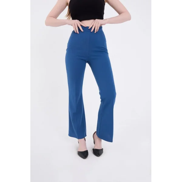Kadın Skuba Krep Kumaş Basic  Pantolon - Indigo