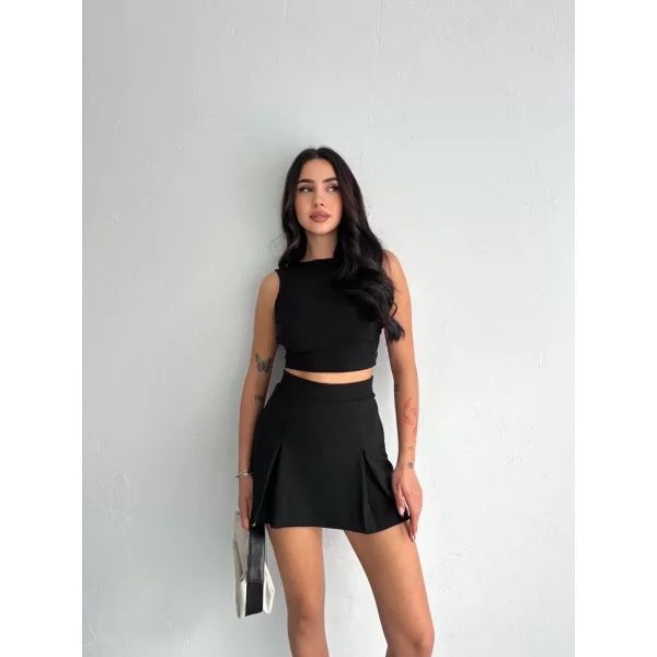 Kadın Şortlu Etek - Siyah