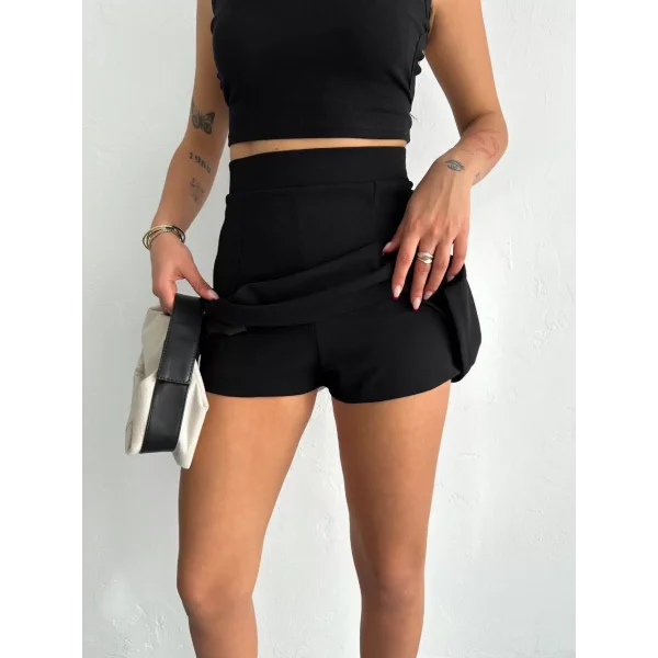 Kadın Şortlu Etek - Siyah