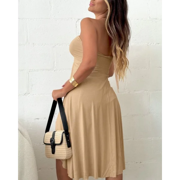 Kadın Straplez Boyundan Askılı Midi Bluz