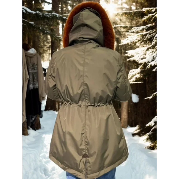 Kadın Su Geçirmez Kapüşonlu Mont - Haki