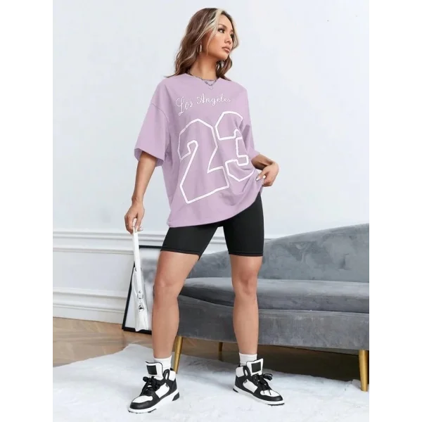 Kadın Süprem Kumaş Baskı Detaylı Oversize Tişört