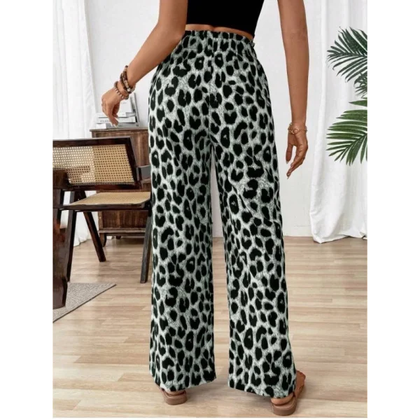Kadın Süprem Kumaş Beli Lastikli Leopar Desen Pantolon