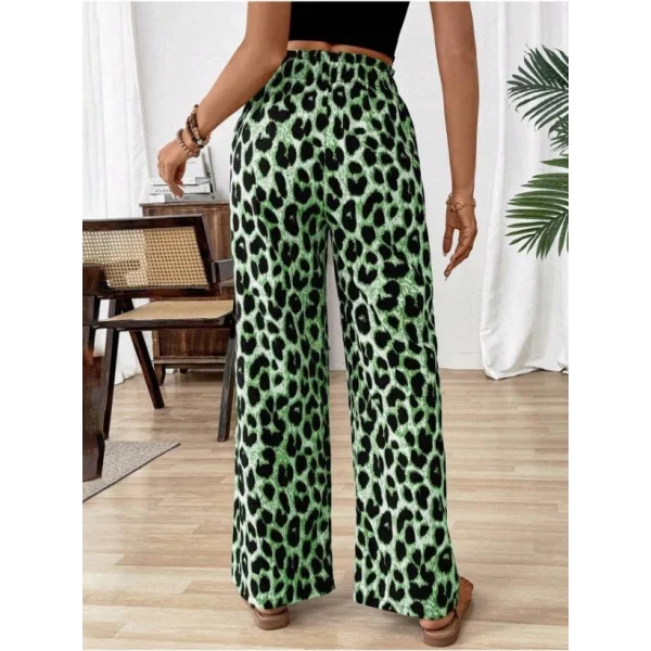 Kadın Süprem Kumaş Beli Lastikli Leopar Desen Pantolon