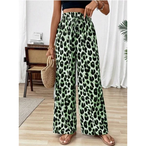 Kadın Süprem Kumaş Beli Lastikli Leopar Desen Pantolon