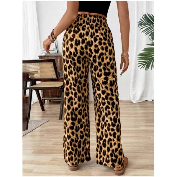 Kadın Süprem Kumaş Beli Lastikli Leopar Desen Pantolon