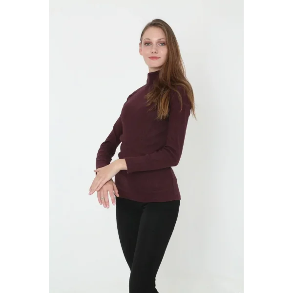 Kadın Tam Boğazlı Fitilli Likrali Koşkorse Badi - Bordo