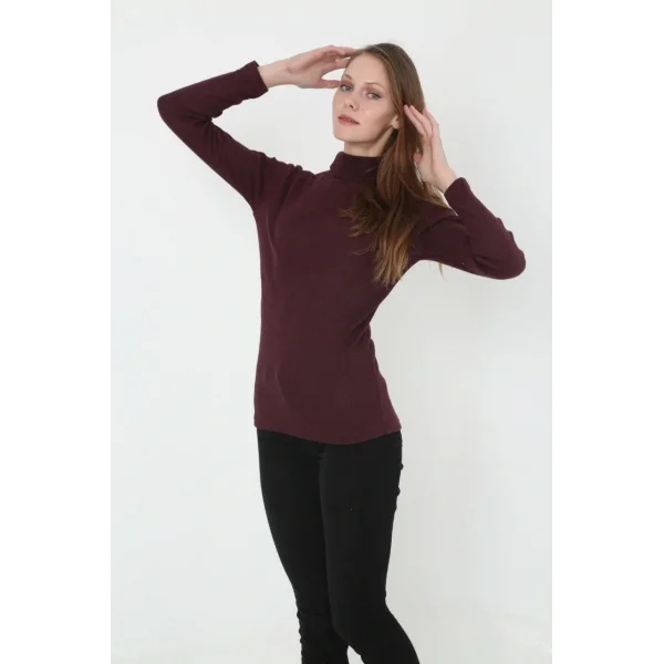 Kadın Tam Boğazlı Fitilli Likrali Koşkorse Badi - Bordo