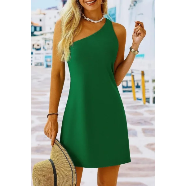 Kadın Tek Omuz Askılı Krep Mini Elbise