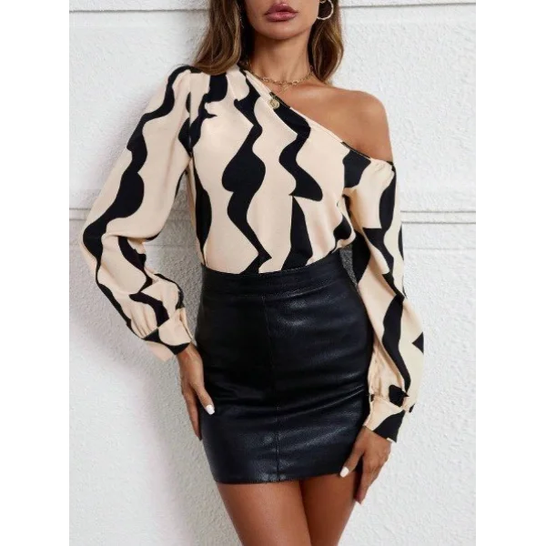 Kadın Tek Omuzdan Açık Uzun Kollu Modal Bluz